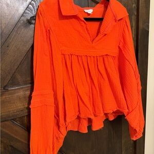 BUCKETLIST Vibrant Orange Blouse